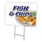 Signmission Fish & Chips Yard Sign & Stake outdoor plastic coroplast window, C-1216 Fish & Chips C-1216 Fish & Chips - alternate 1